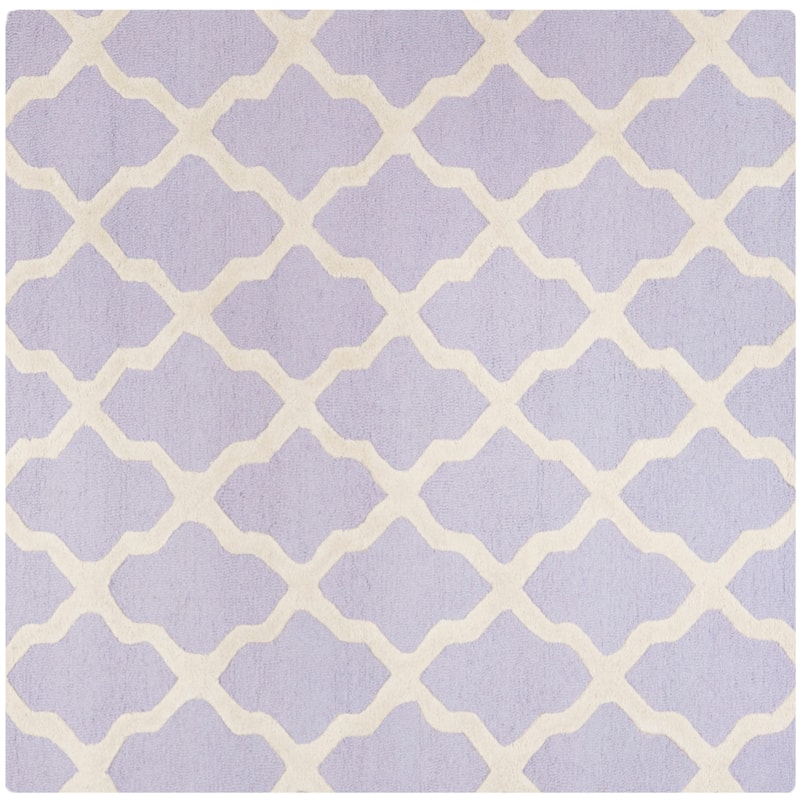 SAFAVIEH Handmade Cambridge Eirny Moroccan Trellis Wool Rug - 6' Square - Lavander/Ivory