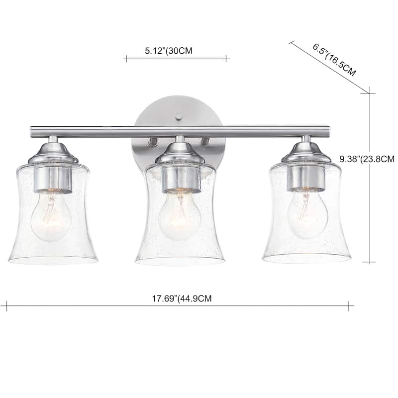 3 - Light Dimmable Vanity Light - 17.68"Wx6.54"Ex9.41"H