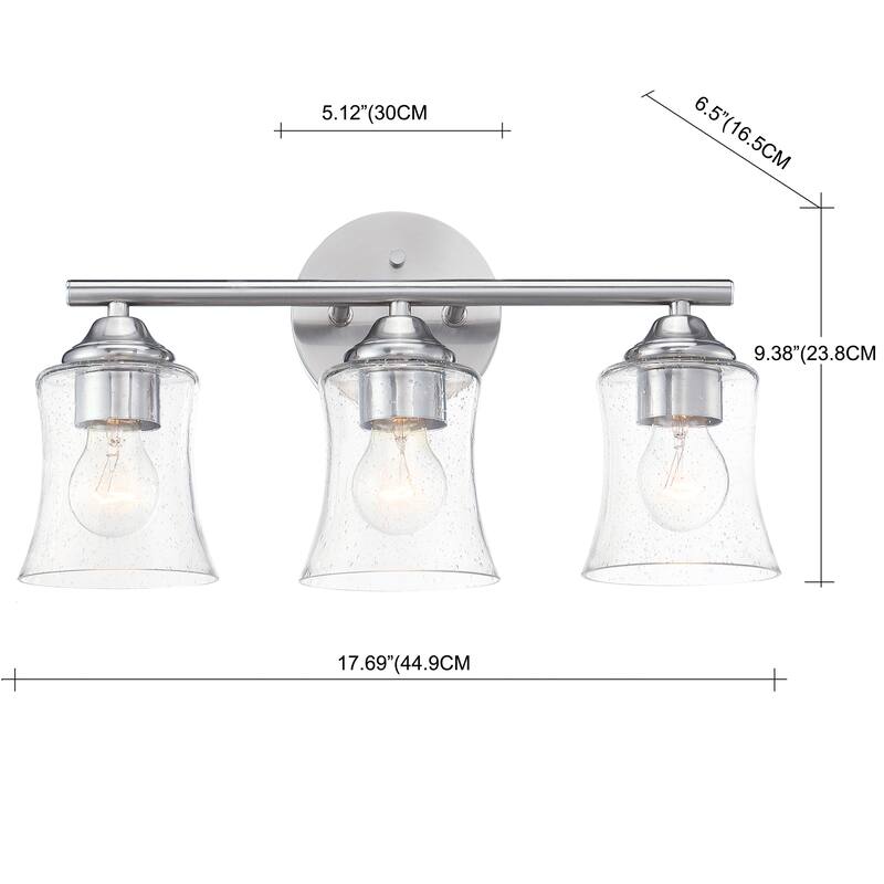 Modern Farmhouse 3-Light Bathroom Vanity Light - 17.68"x6.54"x9.41"