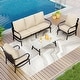 preview thumbnail 27 of 66, MAISON ARTS 5/7/9-Seat Patio Conversation Set, Outdoor Sofa Set with Single Sofa Chairs, 3-Seater Sofa, Ottoman and Coffee Table 4-Piece - Set 1-Fixed Chairs