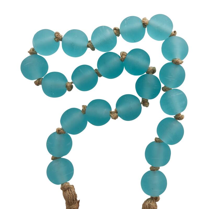 Glass Handmade Round Beaded Garland with Tassel with Knotted Brown Jute - Roche River Decor