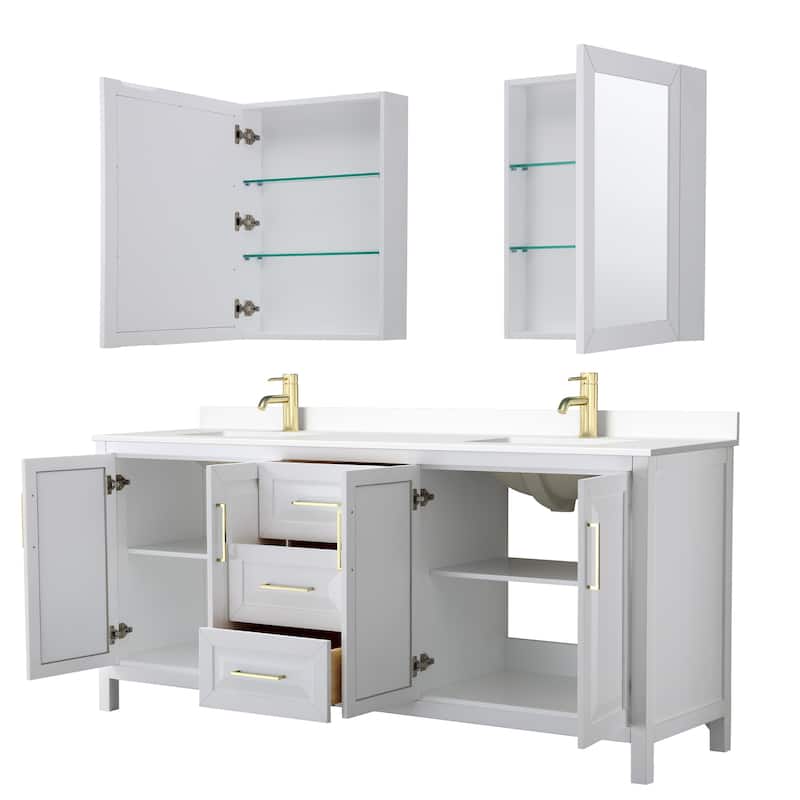 Daria 80 Inch Double Vanity, Cultured Marble Top, Medicine Cabinets