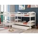 preview thumbnail 1 of 7, Quad Bunk Bed with Trundle, Twin Over Twin Bunk Bed for Kids, L-Shaped 4 Beds Bunk Bedframe w/Guardrails Corner Bunk Beds, White White - Twin