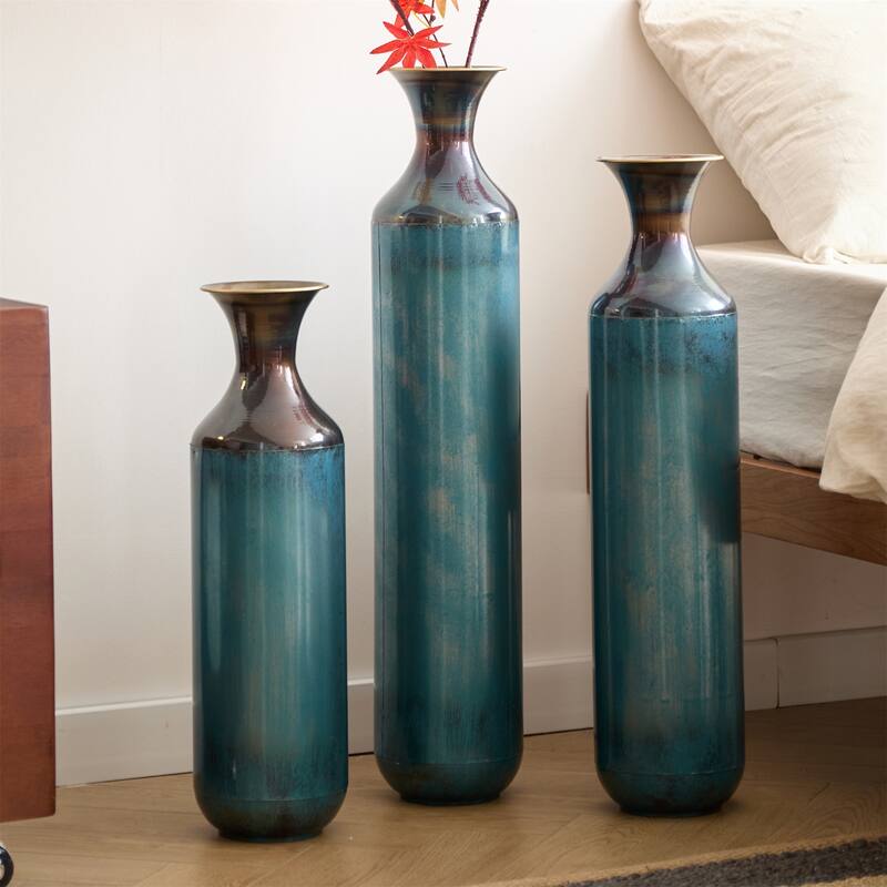 Droplet Shaped Home Decorated Floor Metal Vases (Set of 3)
