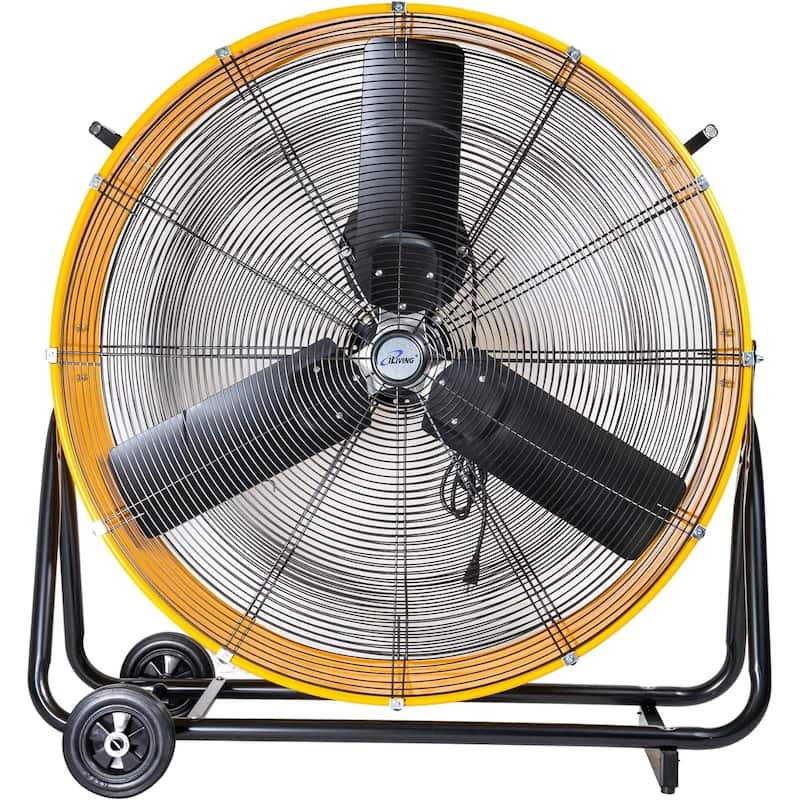 iLiving 36 Inches 16000 CFM Heavy Duty High Velocity Barrel Floor Drum Fan with DC Brushless Motor, Stepless Speed Adjustment