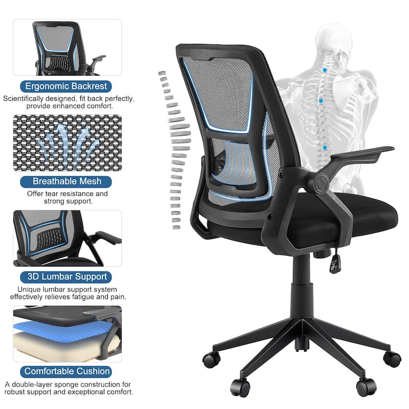 Javlergo Office Chair Mid Back Swivel Lumbar Support Desk Chair, Computer Ergonomic Mesh Chair with Armrest