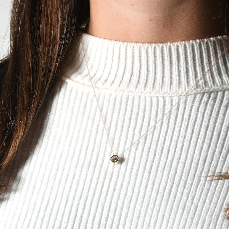 Bliss Diamond 1/2Ct Diamond Bezel Pendant Solitaire Necklace Yellow Gold Lab Grown