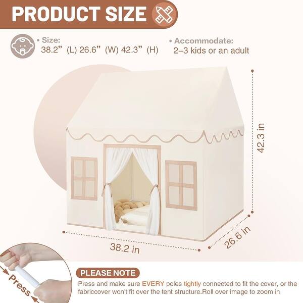 Kids Play Tent Indoor with Mat, Tassel Garland, Star Lights