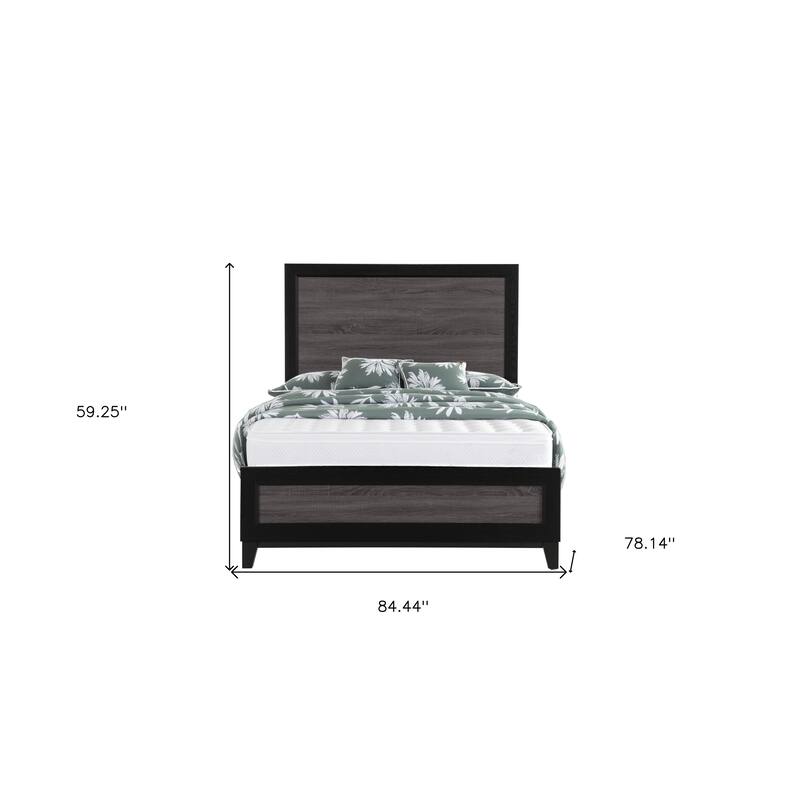 HomeRoots Gray and Black Wood King Bed Frame