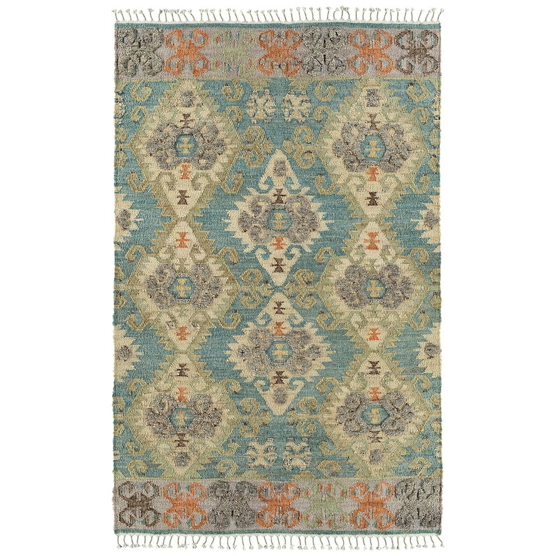 Alejandra Blue Handloomed Jute and Wool Blend Area Rug