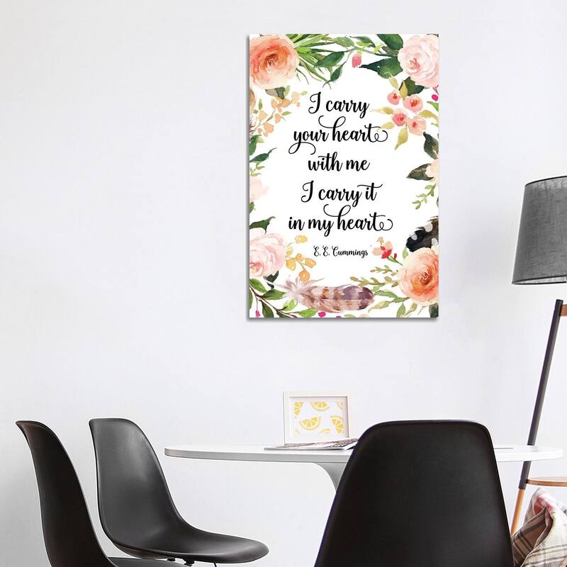 iCanvas "I Carry Your Heart With Me, I Carry It In My Heart. - E. E. Cummings" by Eden Printables Canvas Print - 40x26x1.5