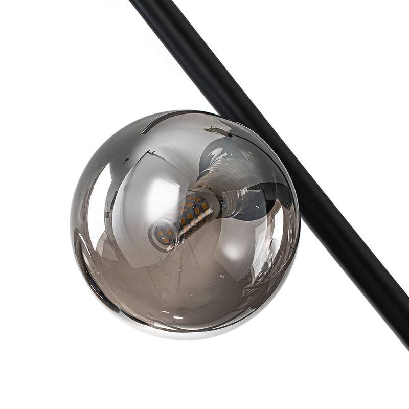 Sleek Modern 6-Light Linear Smoked Glass Mobile Chandelier - 29.9 in