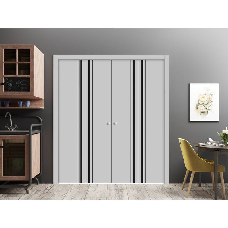 Double Bi-fold Doors Planum 0011 Grey Matte with Sturdy Tracks