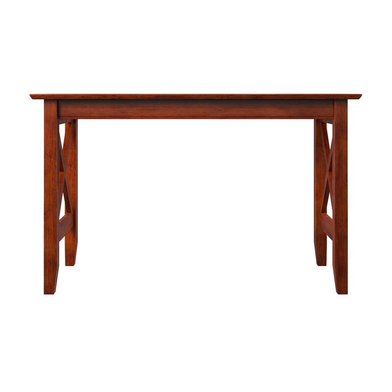 Desk with USB Charger - 48" x 24" Walnut Finish - Solid Wood Writing Table & Charging Station