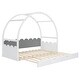 preview thumbnail 9 of 9, Twin Size Vaulted Roof Bed with Stretchable Design, White+gray