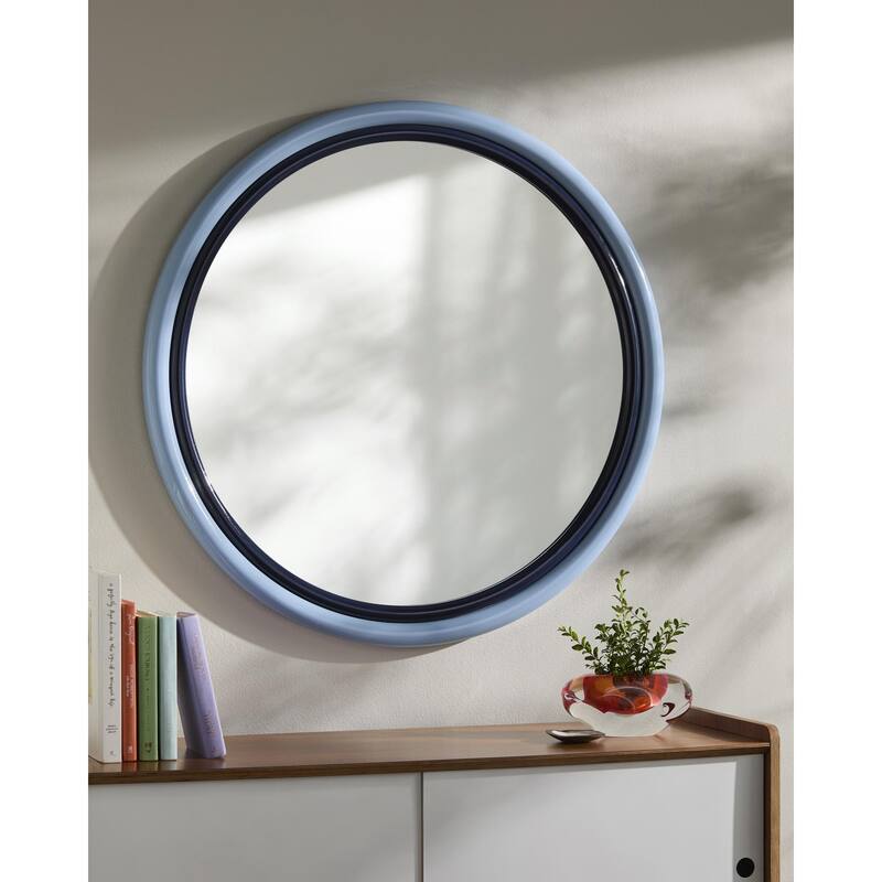 Livabliss Banou Modern Accent Mirror - 36"H x 36"W x 2"D - Blue