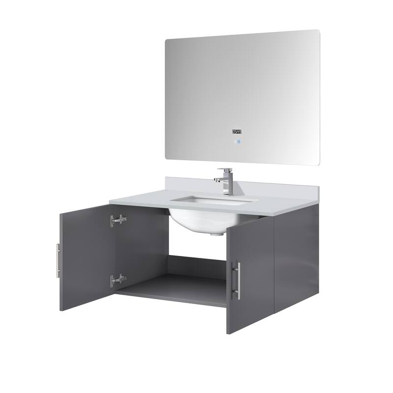 Geneva Bath Vanity with Cultured Marble Top, Sink, Faucet & Mirror