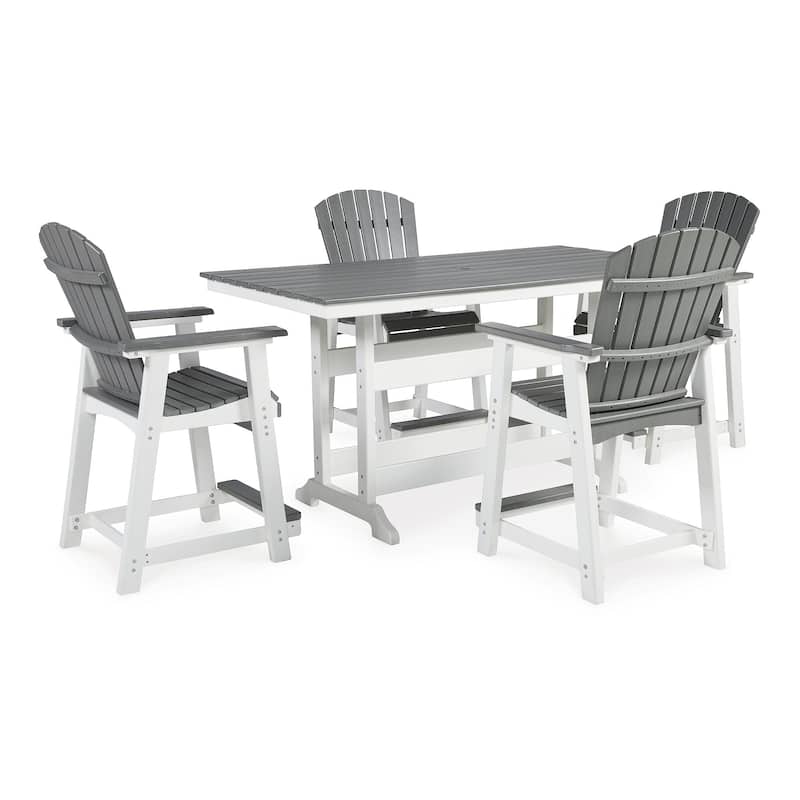 Signature Design by Ashley Transville White/Gray 5-Piece Outdoor Dining Package - 71.75" W x 37.5" D x 37" H
