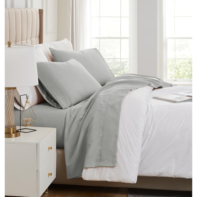 Vilano 21-inch Extra Deep Pocket 4-Piece Bed Sheet Set with Pleated Hem - Twin XL - Steel Grey
