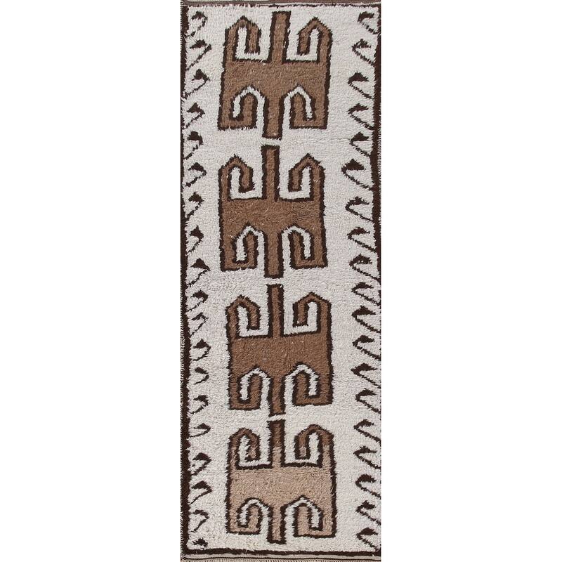 Tribal Anatolian Runner Rug Hand-knotted Wool Carpet - 3'2"x 11'6"