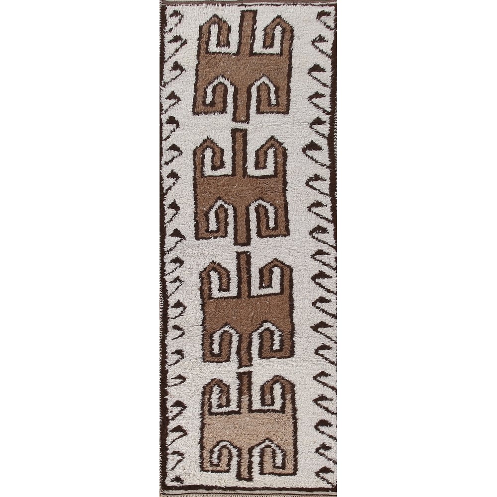 Tribal Anatolian Runner Rug Hand-knotted Wool Carpet - 3'2"x 11'6"