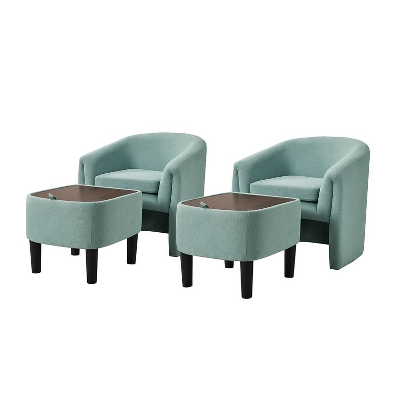 Arturo Modern Upholstered Armchair with Storable Removable Leg Ottoman Set of 2 by HULALA HOME