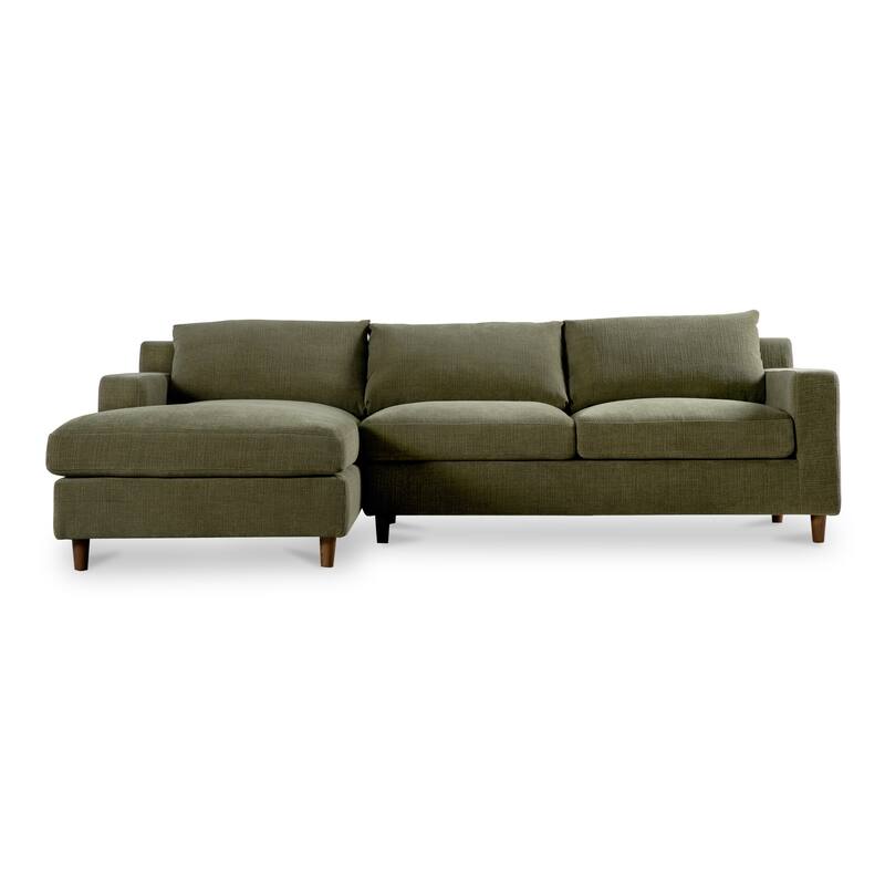NADAAL STUDIOS Veyric Right-Facing Sectional Sofa, High Back, Chenille Performance Fabric, Feather Blend Seat, Seats 4, White - Olive - Left Facing