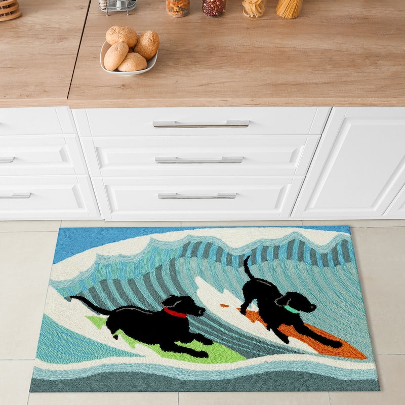 Liora Manne Frontporch Surfing Dogs Indoor/Outdoor Rug