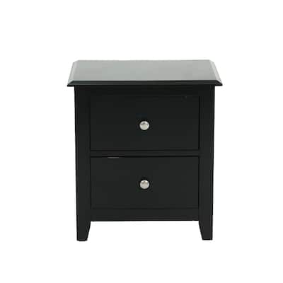 Nightstand with 2 Drawers Storage, Black