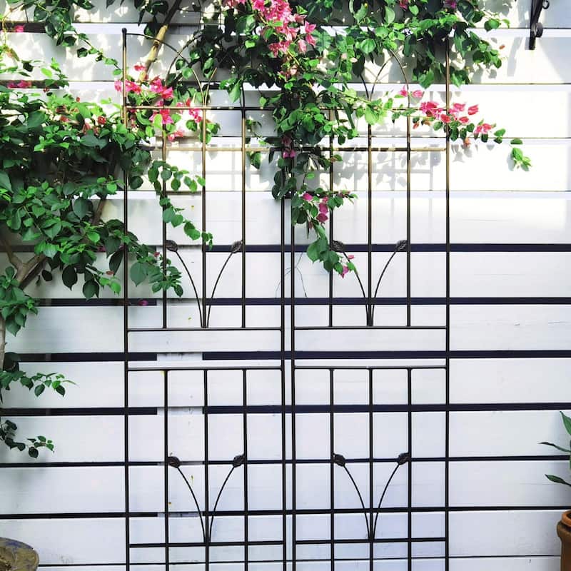 Rustproof Metal Garden Trellis for Climbing Plants, Outdoor Flower Support, 71" x 17.7"