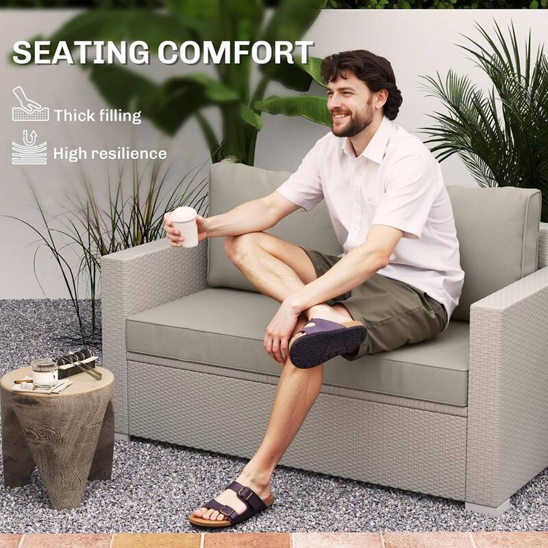 Outdoor Loveseat Cushion Set (Set of 1 Seats,48x24in, 2 Backs,24x18in )