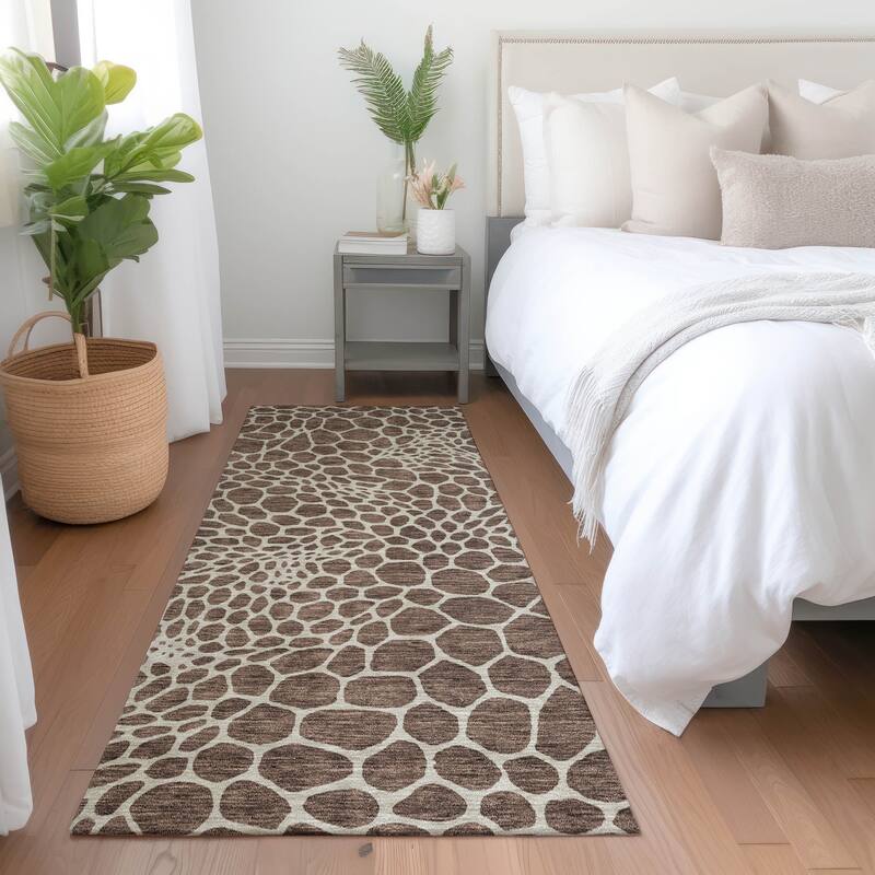 Premium Washable Super Soft Contempory Prints Mayfield Rug - Brown - 2'3" x 7'6"