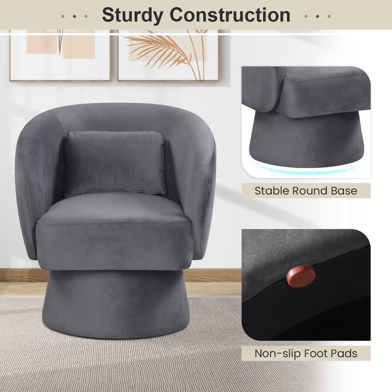 Gymax 2PCS Swivel Accent Chair w/ Back Removable Lumbar Pillow 360