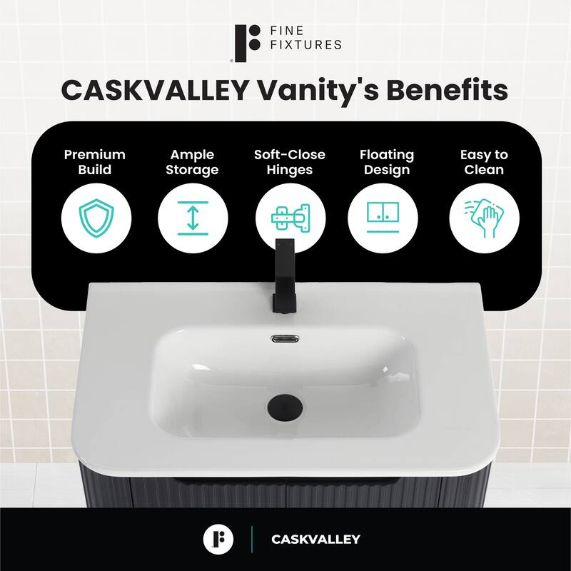 Caskvalley Modern Bathroom Vanity with Straight Fluted Design - Sink Included