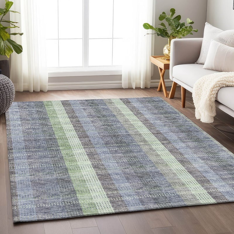 Premium Washable Super Soft Modern Plaid Mayfield Rug - Pewter - 3' x 5'