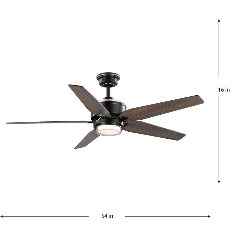Byars 54 in. Integrated LED Indoor Matte Black Mid-Century Modern Ceiling Fan with Light Kit and Remote Control - Medium