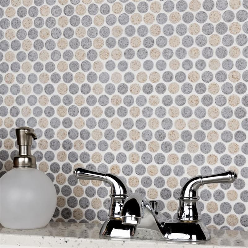 Merola Tile Hudson Penny Round Cookies/Cream 11-7/8" x 12-5/8" Porcelain Floor and Wall Tile