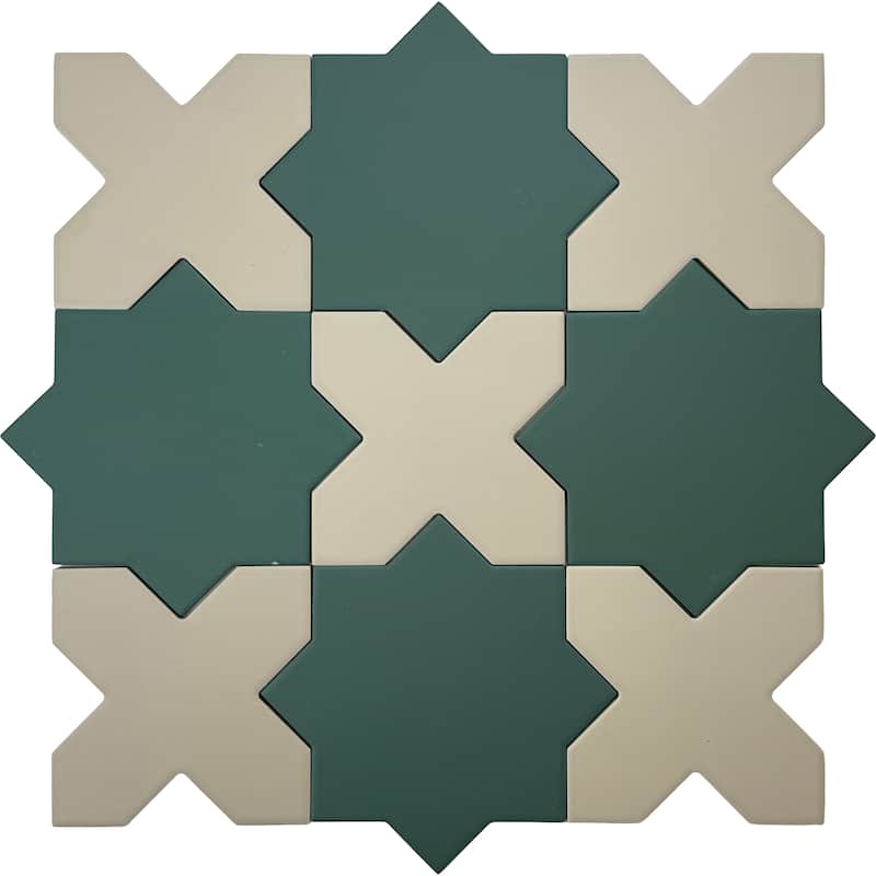 Seville 7" Star with 5" Cross Matte Porcelain Wall and Floor Tile (10.62 sq ft/case) - 68 Pack