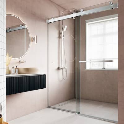 VS Series 68" - 72" W X 78" H Soft Closing Frameless Double Sliding Shower Doors With 3/8" Tempered Clear Glass