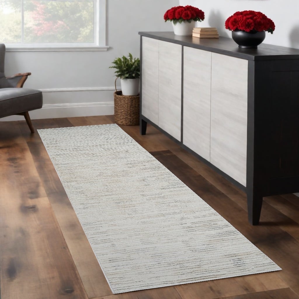 Bino Distressed Geometric Modern Stain Resistant Woven Durable Area Rug By HomeRoots - 2' X 8'