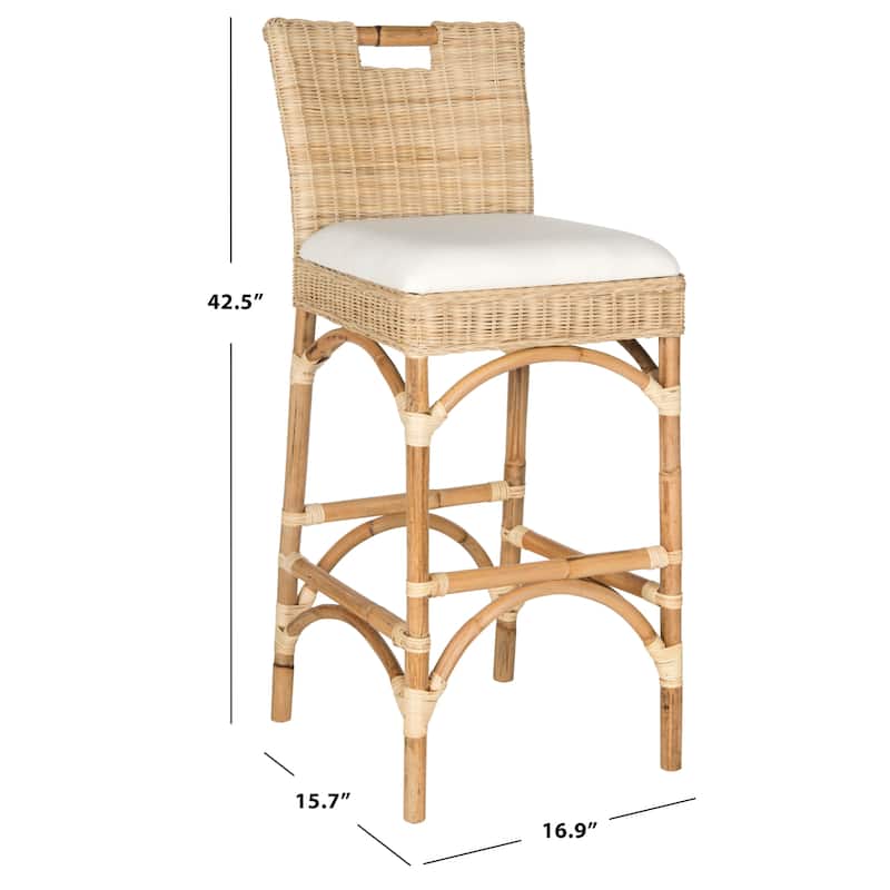 SAFAVIEH 17.75-inch Fremont Natural Woven Barstool. - 17" W x 16" D x 43" H