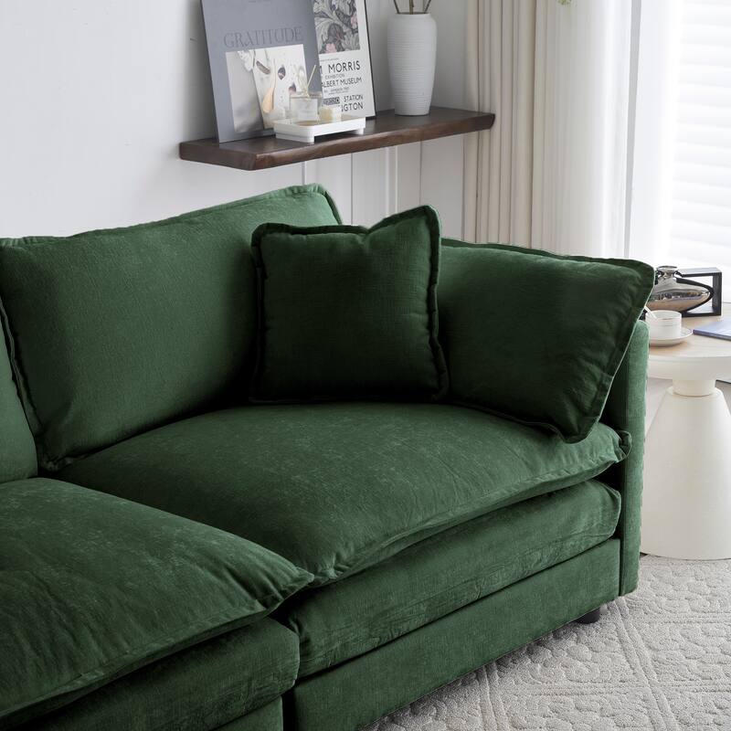 Modern Accent Chair with Ottoman Upholstered Armchair