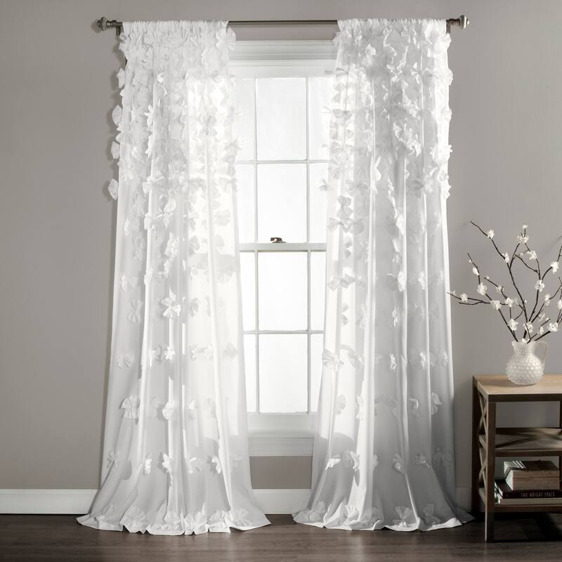 Silver Orchid Turpin Single Window Curtain Panel - 54"W x 108"L - White