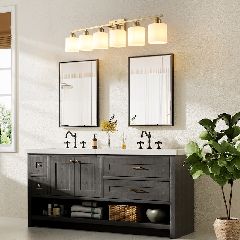 6-Light 38" Brushed Gold Bathroom Vanity - Wall Sconce for Bedroom, Living