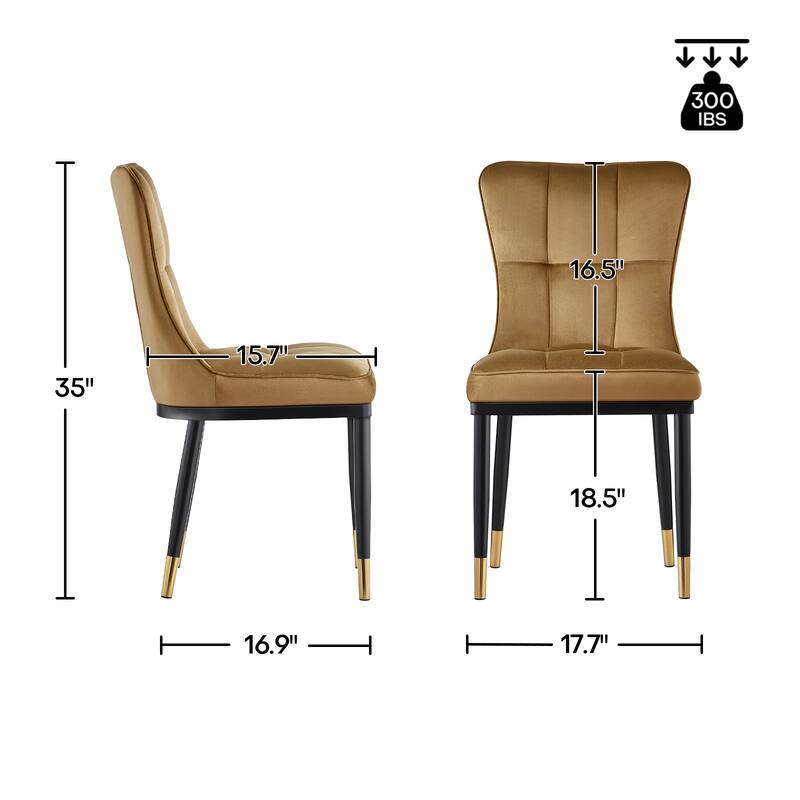 Modern Velvet Upholstered Dining Chairs, Set of 2/4 - 35.8"H x 18.9"W x 23.2"D