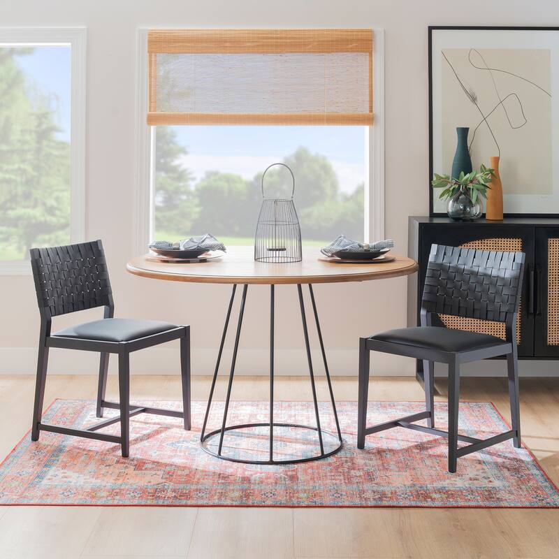 Linon Edrem Mid-Century Brown Leather Dining Chair
