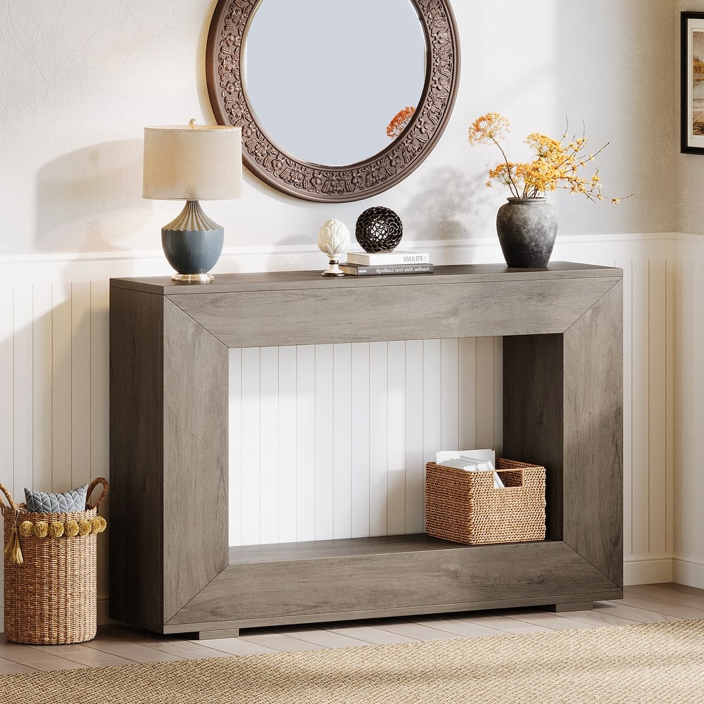 47 Inches Rustic Console Table with Storage Shelf foe Entreyway