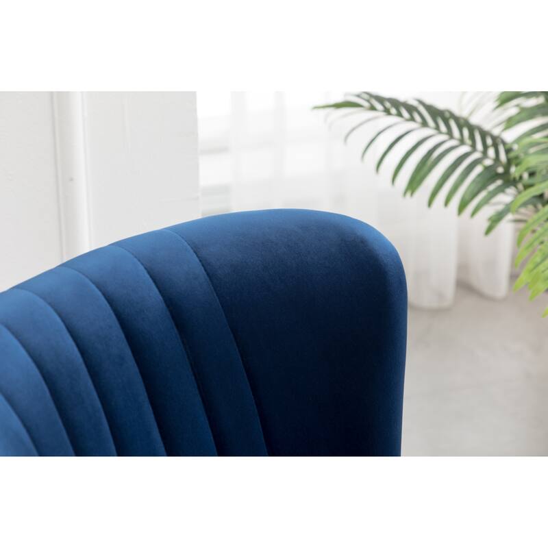 Blue Modern 26" Polyester Accent Chair with Solid Rubber Wood Legs for Living Room