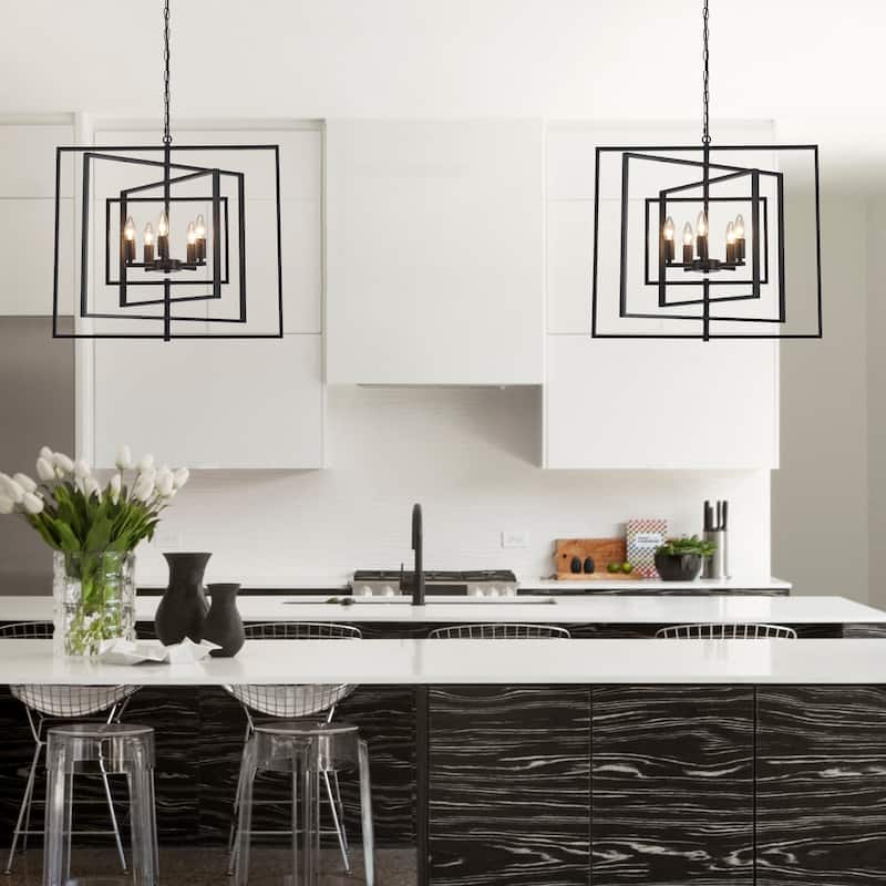 25.59inch 5 Lights Modern Chandelier with 4 Metal Frames 360 Degree Adjustable for Different Rooms