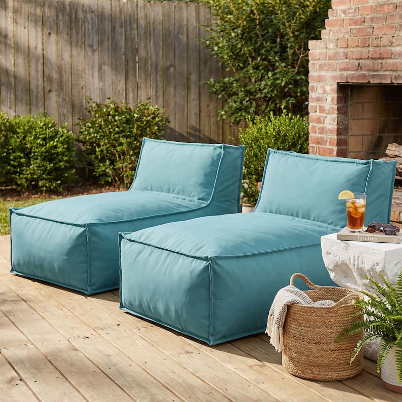 Christopher Knight Home - Artemisia Outdoor Foam Bean Bag Lounge Chair (Set of 2) - Teal
